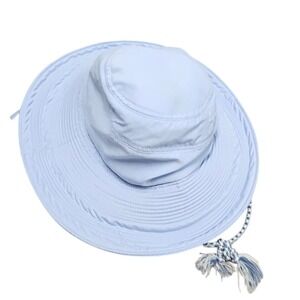 Wallaroo Hat Company Light Blue Sun Hat Bucket Hat Drawstring Tassel Women‎